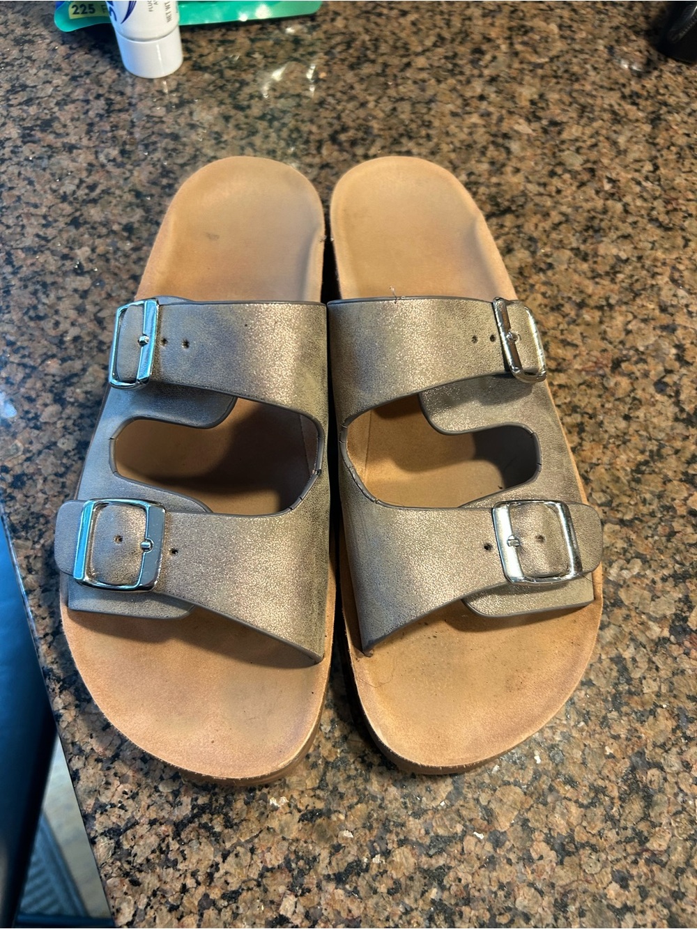 Corkys Metallic Double Buckle Slide Sandals - Silver